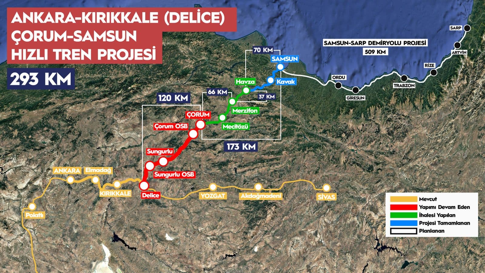 Ankara-Samsun Hızlı Tren Hattı Güzergahı