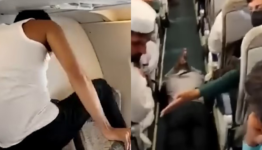 Sorunlu yolcu uçak camını tekmeledi