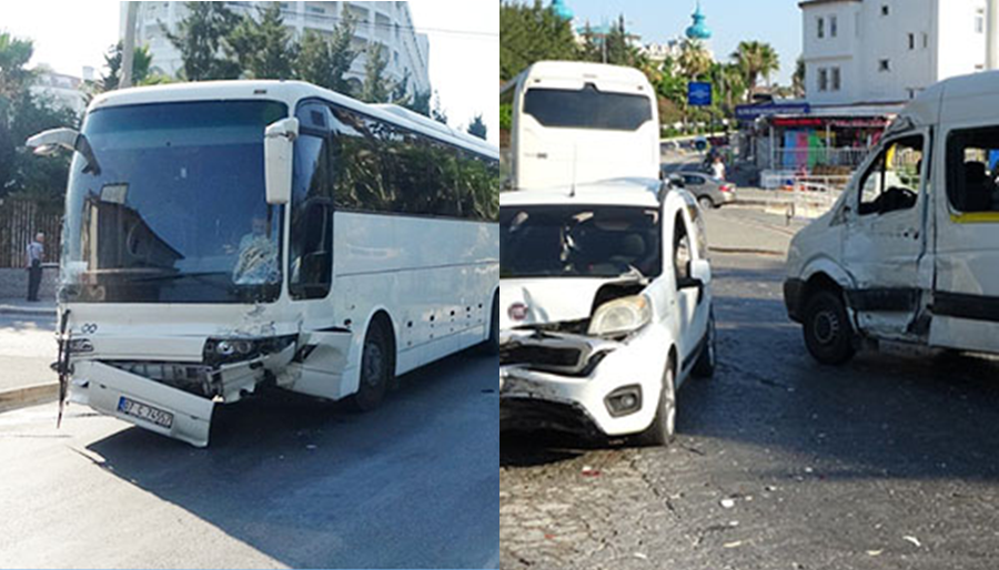 Antalya’da otel servisi, minibüs ve otomobile çaptı, 6 yaralı