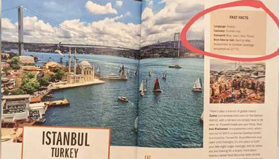 İngiliz seyahat dergisi Türkiye’nin resmi dilini Arapça olarak yazdı