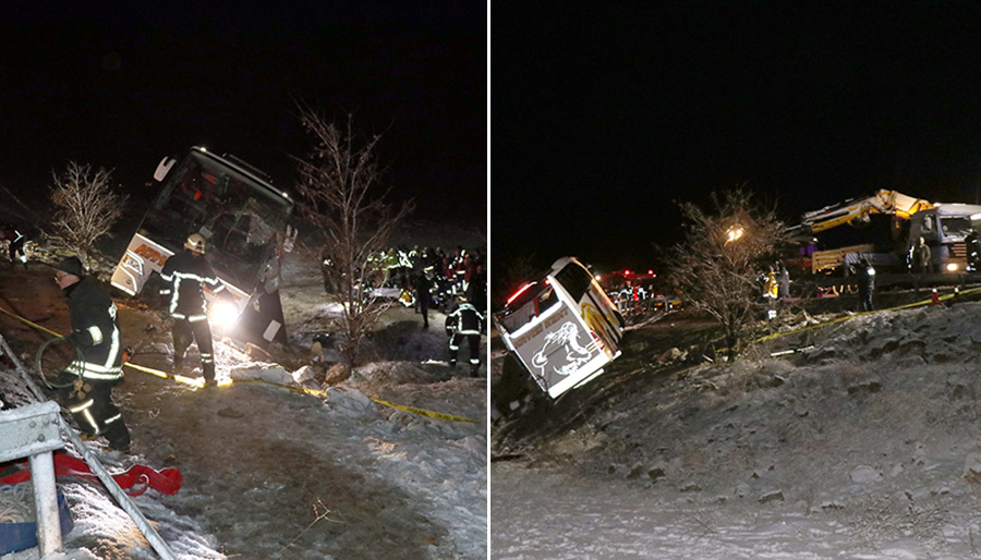 Kayseri’de yolcu otobüsü şarampole devrildi, 4 ölü 24 yaralı