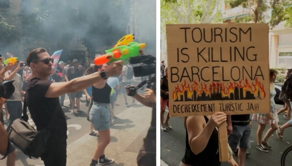 İspanya’da aşırı protestoculardan turistlere su tabancalı tepki