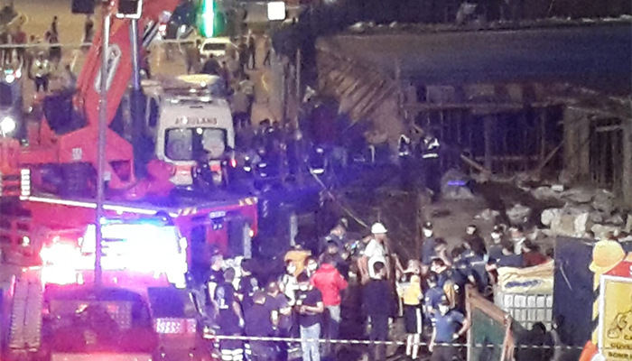 Otel inşaatı çöktü 1 ölü 8 yaralı