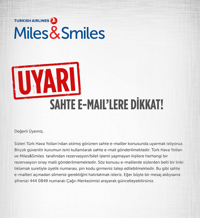 THY’den sahte e maillere dikkat uyarısı