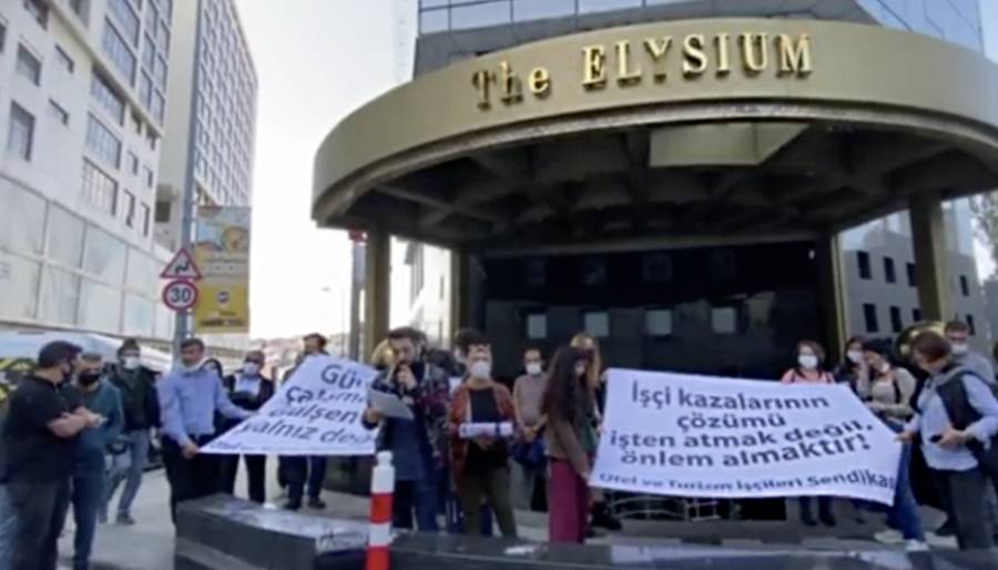 Otel işçilerinden Elysium Otel önünde Kod 29 eylemi
