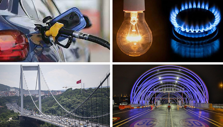 Elektrik doğalgaz, benzin, köprüler ve Avrasya Tünel geçişine zam
