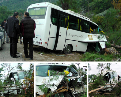 Otelin servis aracı şarampole yuvarlandı: 1 ölü, 21 yaralı