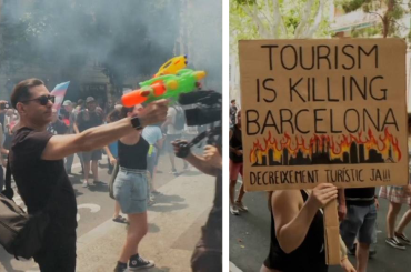 İspanya’da aşırı protestoculardan turistlere su tabancalı tepki