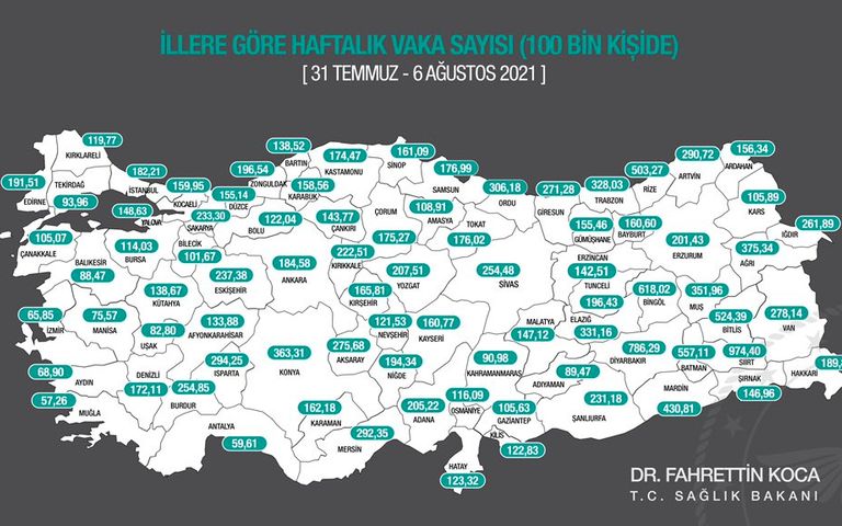 Önde gelen turizm şehirlerindeki vaka durumu