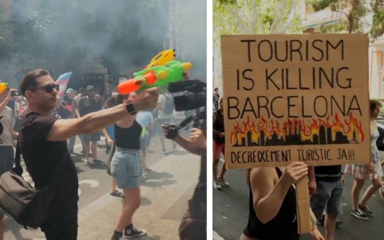 İspanya’da aşırı protestoculardan turistlere su tabancalı tepki