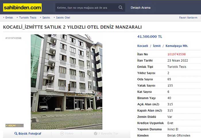 Kozluca Otel 41 milyon TL’ye satışa çıkarıldı