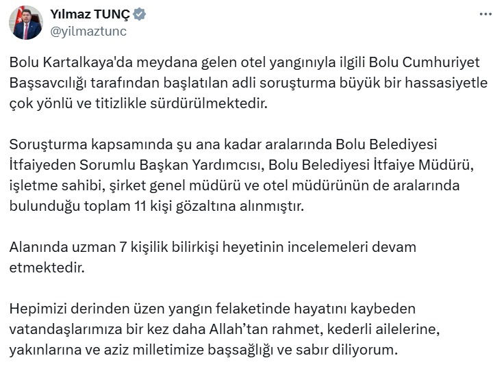 Kartalkaya'daki otel yangınında can kaybı 78'e, gözaltı sayısı 11'e yükseldi!