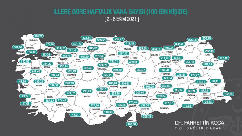 Haftalık vaka sayıları 